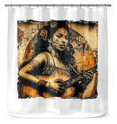 Music Speaks, Guitar Roars Shower Curtain - Beyond T-shirts
